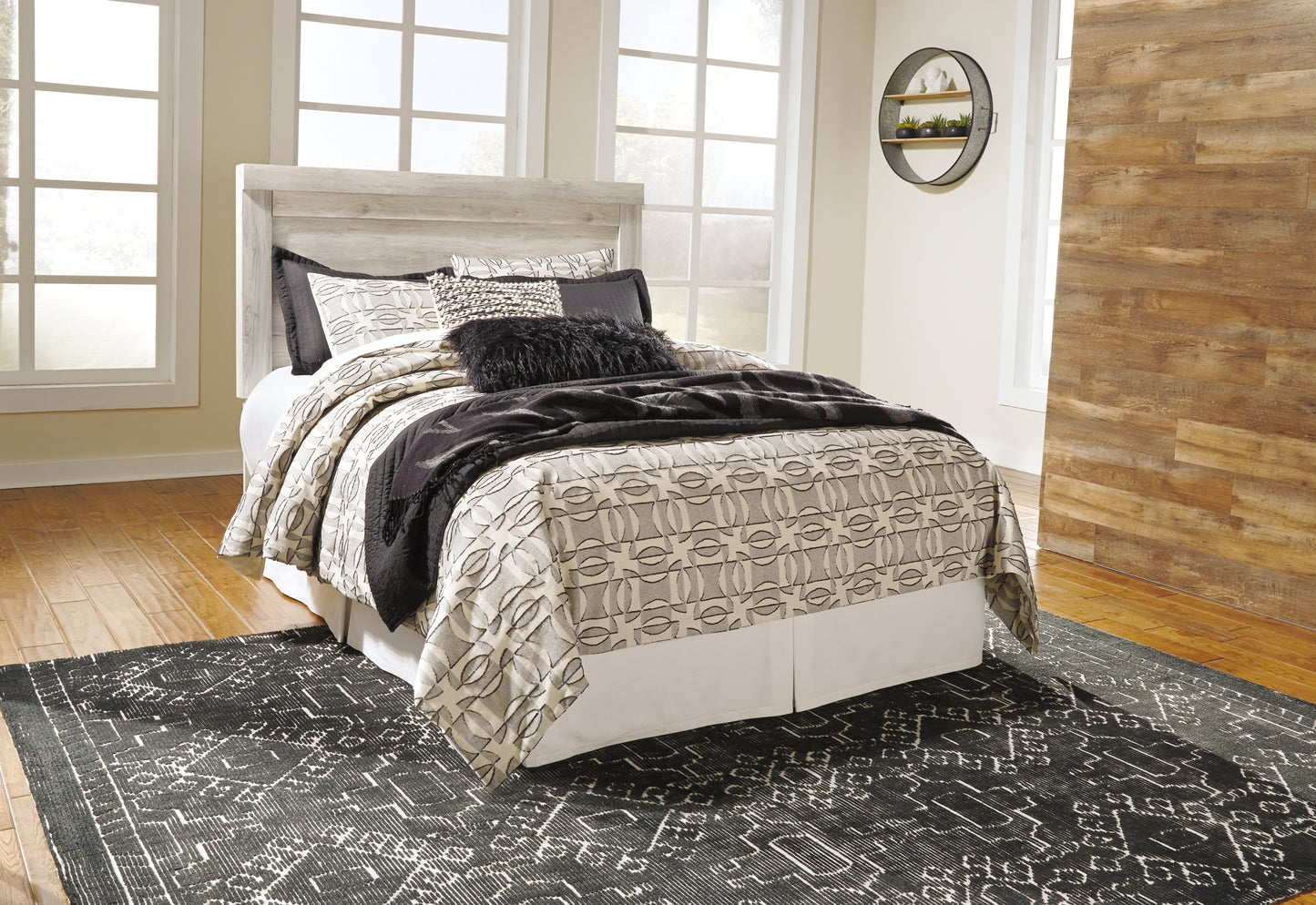 Bellaby Panel Headboard With Mirrored Dresser