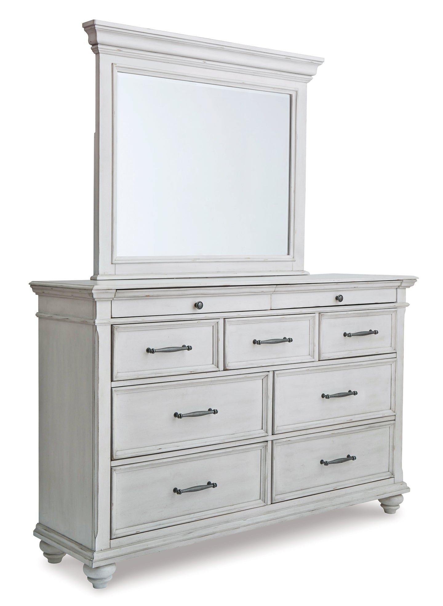 Kanwyn Queen Panel Bed with Mirrored Dresser and 2 Nightstands