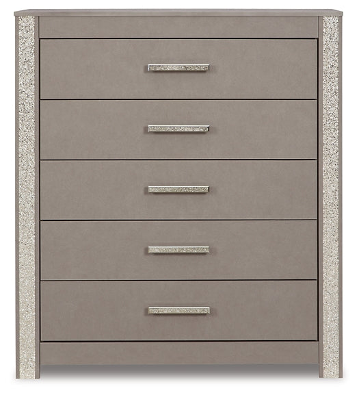 Surancha Queen/Full Panel Headboard with Mirrored Dresser, Chest and 2 Nightstands