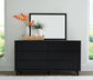 Danziar King Panel Headboard with Mirrored Dresser, Chest and Nightstand