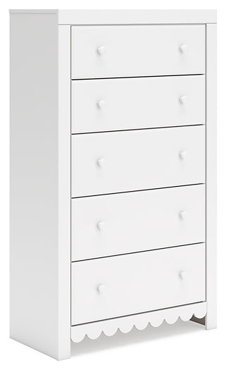 Mollviney Twin Panel Storage Bed with Mirrored Dresser and Chest