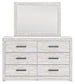 Cayboni Queen Panel Bed with Mirrored Dresser and Chest