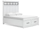 Ashbryn Queen Panel Storage Bed with Mirrored Dresser