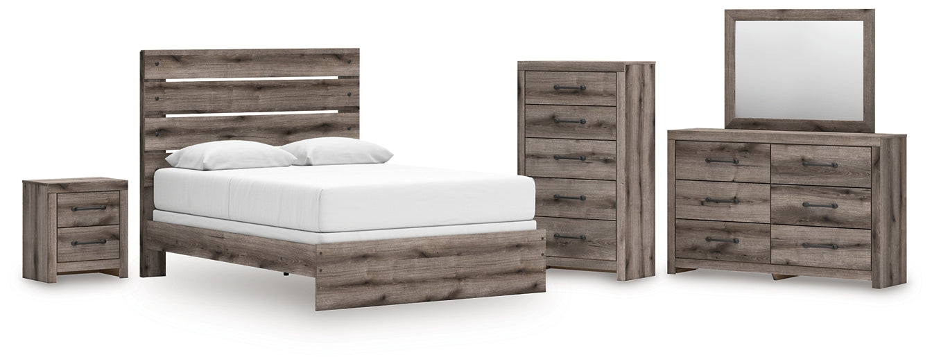Graystorm Queen Panel Bed, Dresser, Mirror, Chest and Nightstand