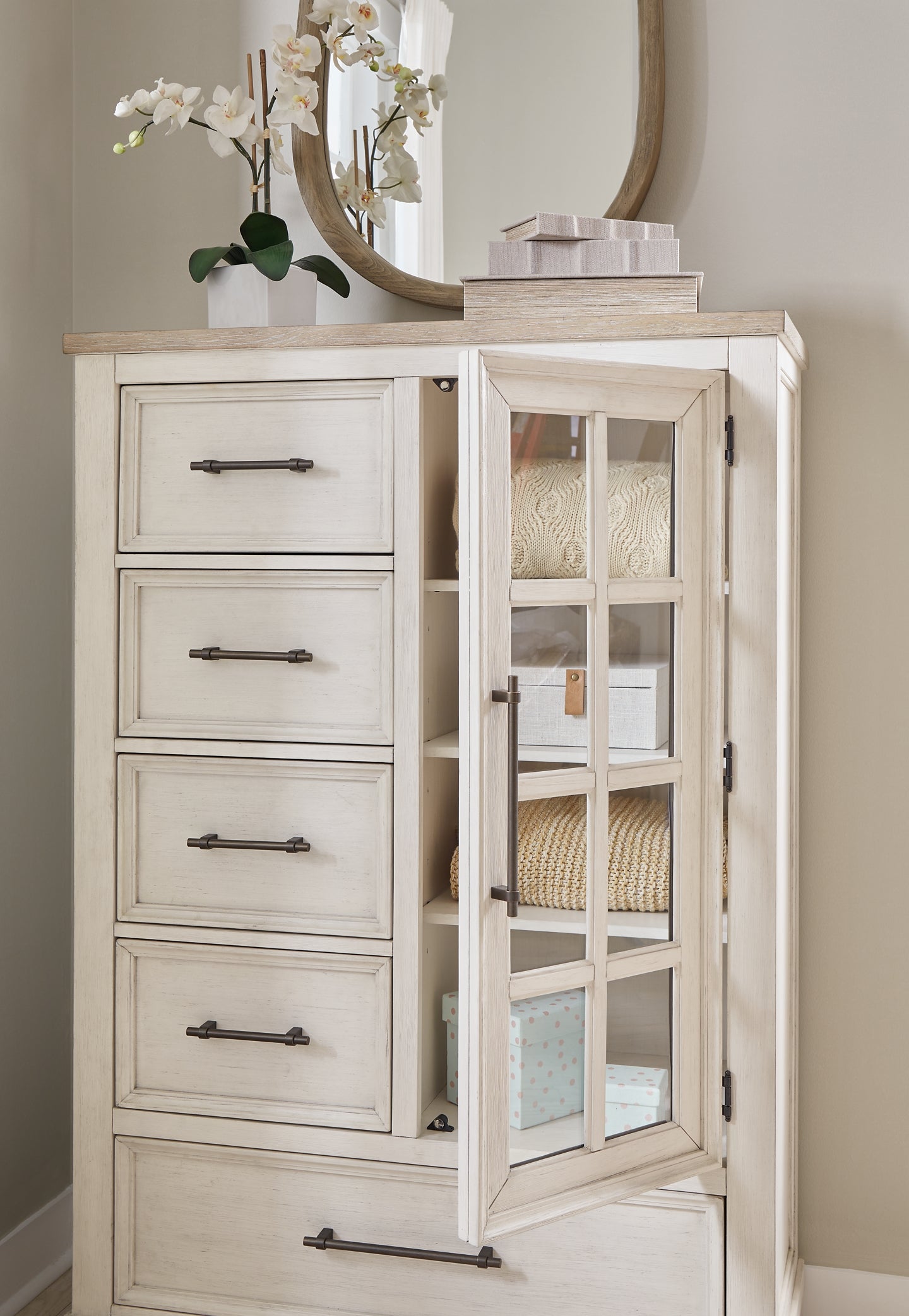 Shaybrock Queen Panel Bed, Dresser, Mirror, Chest and Nightstand