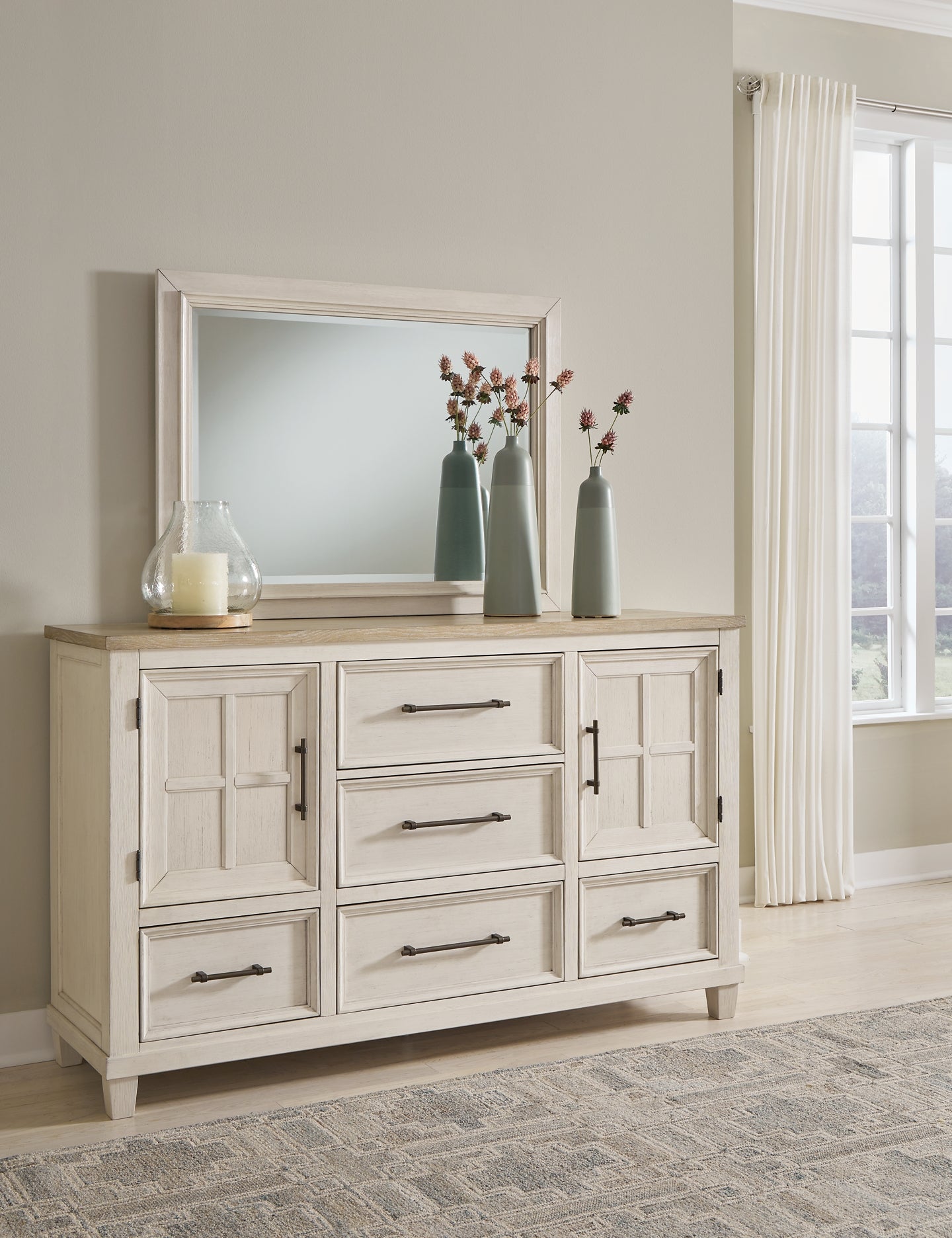 Shaybrock Queen Panel Bed, Dresser, Mirror, Chest and Nightstand