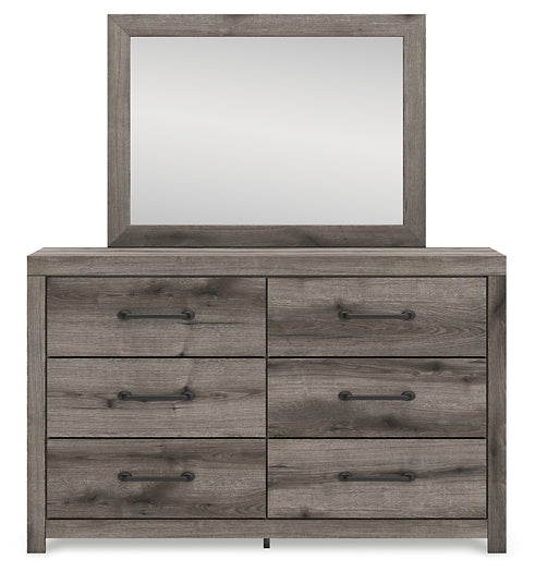 Graystorm Full Panel Bed with Storage, Dresser and Mirror