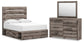 Graystorm Full Panel Bed with Storage, Dresser and Mirror
