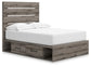 Graystorm Full Panel Bed with Storage, Dresser and Mirror