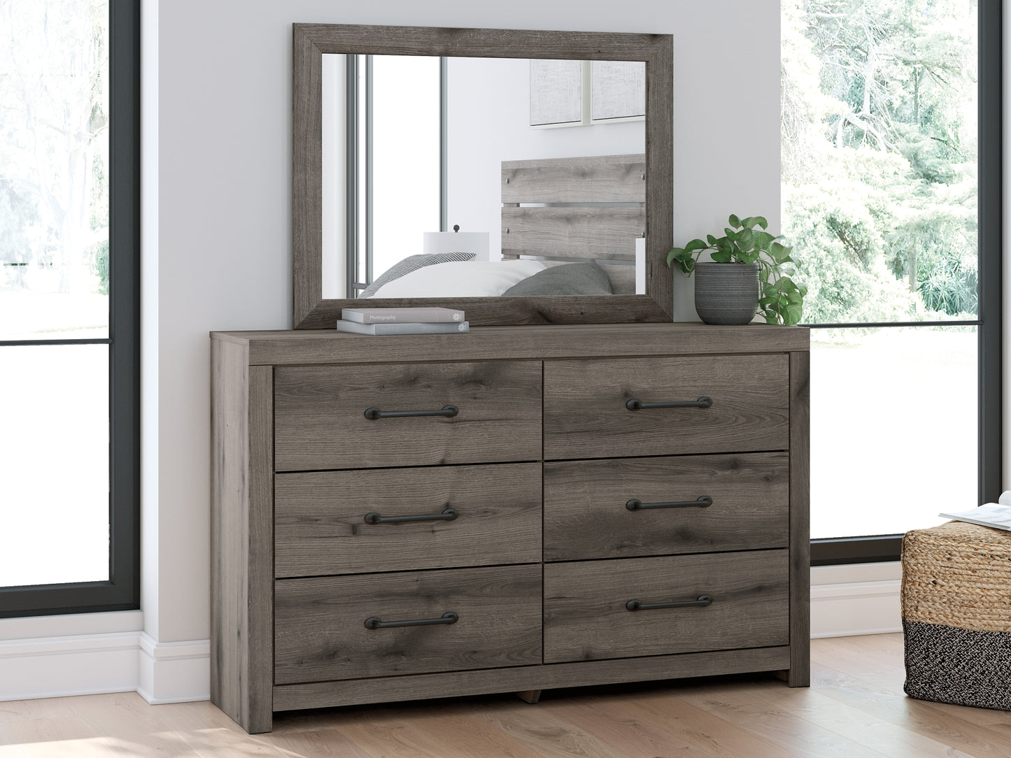 Graystorm Twin Panel Bed with Storage, Dresser, Mirror, Chest and Nightstand