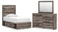 Graystorm Twin Panel Bed with Storage, Dresser and Mirror