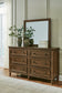Sturlayne King Upholstered Panel Bed, Dresser and Mirror