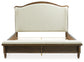 Sturlayne Queen Upholstered Panel Bed, Dresser, Mirror and Nightstand