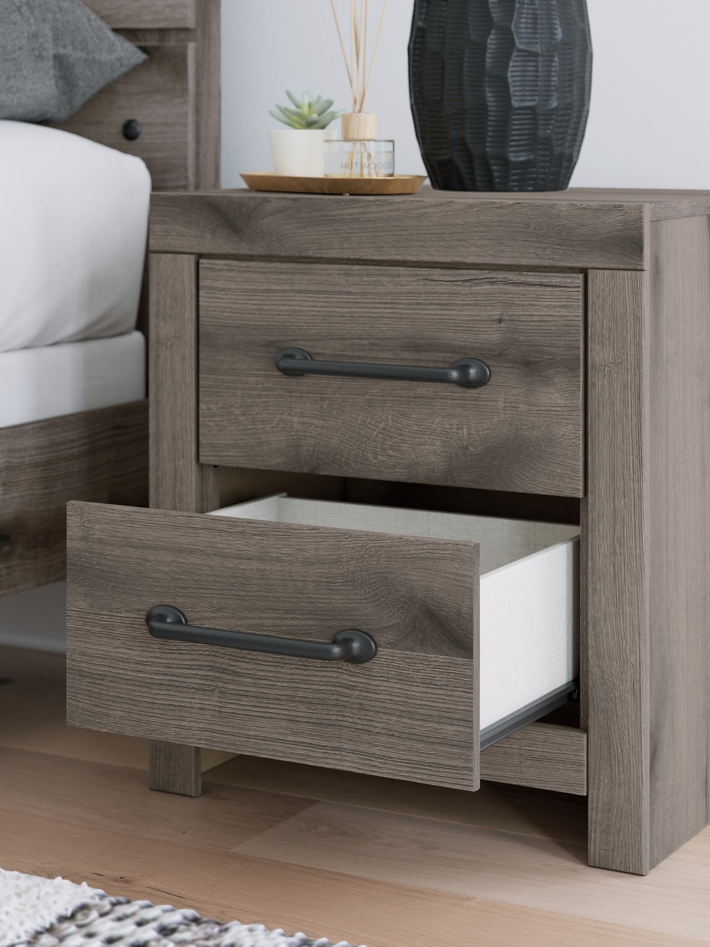 Graystorm Twin Panel Bed with Storage, Dresser, Mirror and Nightstand