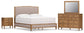 Sharlance California King Upholstered Panel Bed, Dresser, Mirror and Nightstand