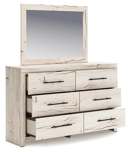 Lawroy King Panel Bed with Storage, Dresser, Mirror, Chest and Nightstand