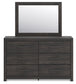 Hollivern Twin Panel Bed with Storage with Mirrored Dresser and Nightstand