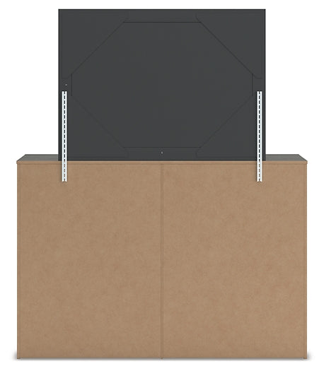 Fraluna King Panel Storage Bed with Mirrored Dresser and Chest