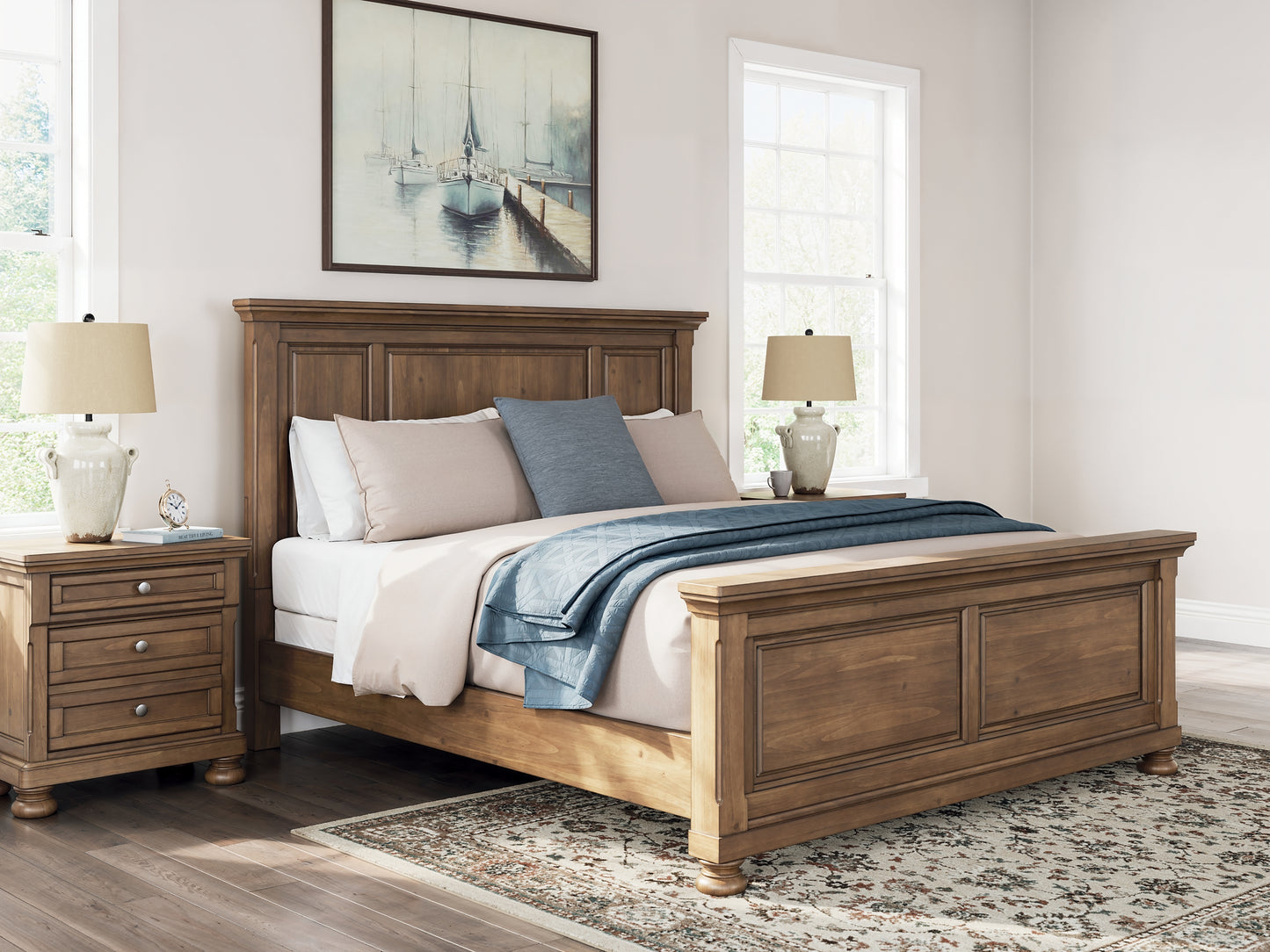 Feddinger California King Panel Bed with Mirrored Dresser and Chest