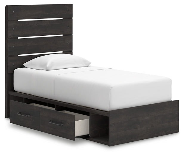 Hollivern Twin Panel Storage Bed with Mirrored Dresser and Nightstand