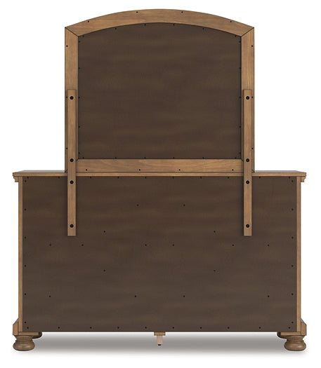 Feddinger King Storage Sleigh Bed with Mirrored Dresser, Chest and Nightstand