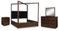 Dilenno King Canopy Bed with Mirrored Dresser and Nightstand