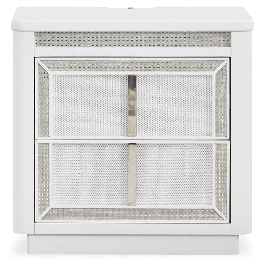 Chalanna King Upholstered Storage Bed, Dresser, Mirror, Chest and Nightstand