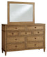 Sharlance Queen Upholstered Panel Bed, Dresser and Mirror