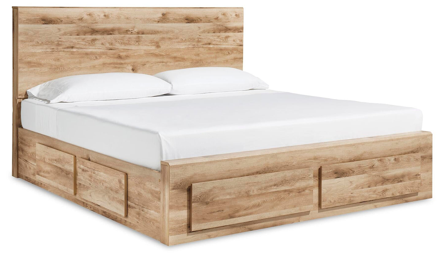 Hyanna Queen Panel Storage Bed with 2 Under Bed Storage Drawer, Dresser, Mirror and Nightstand