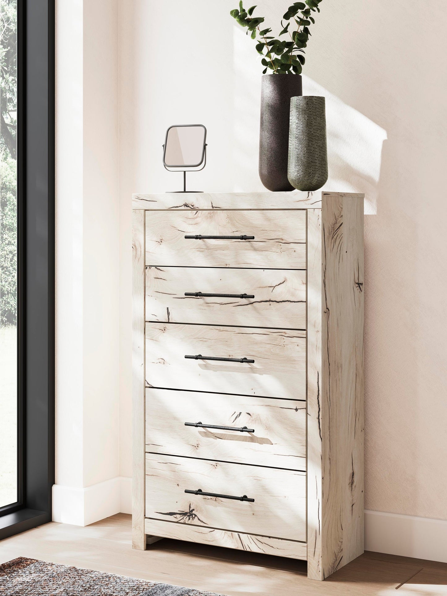 Lawroy Queen Panel Bed, Dresser, Mirror, Chest and Nightstand
