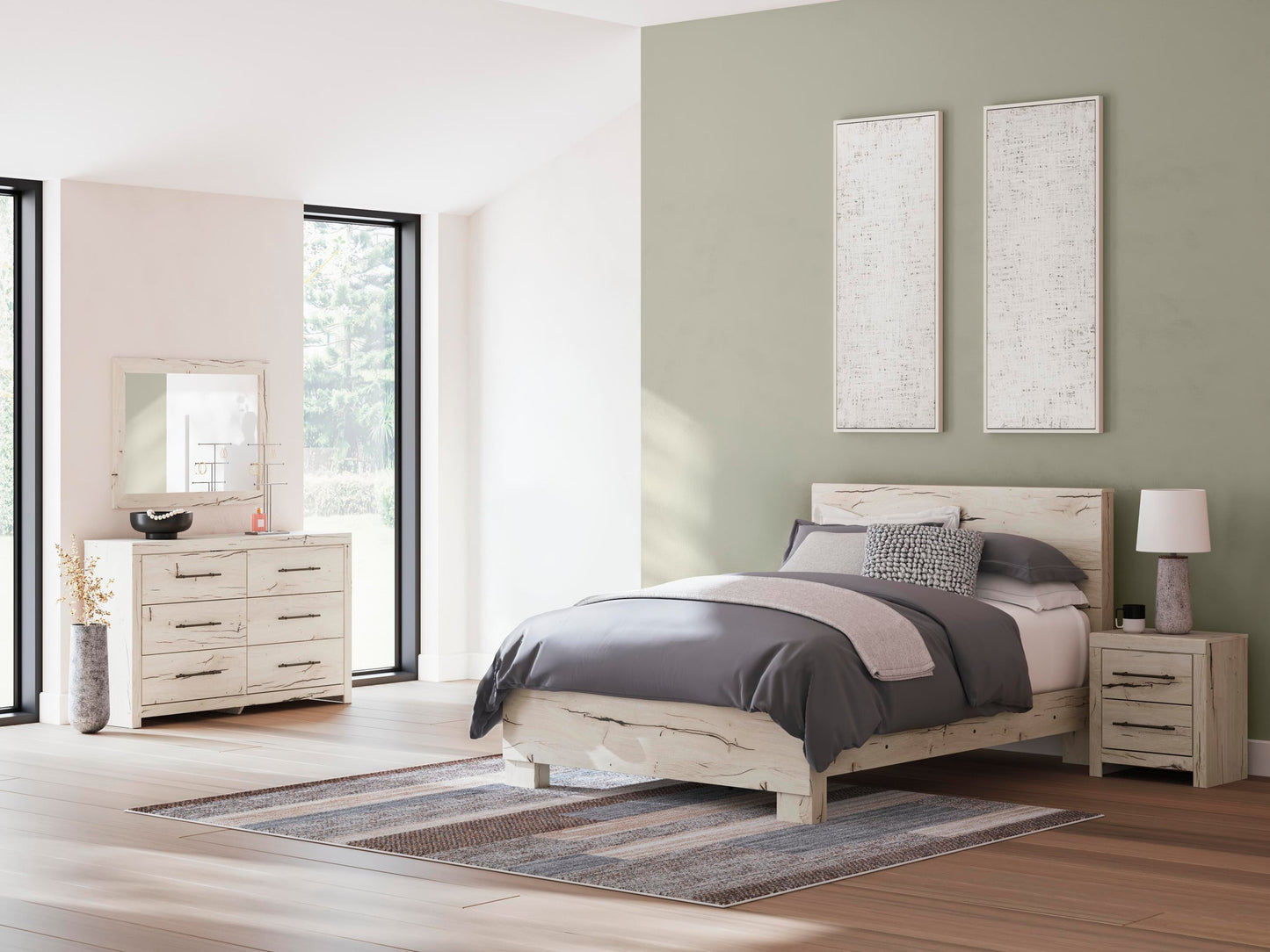 Lawroy Queen Panel Bed, Dresser, Mirror and Nightstand