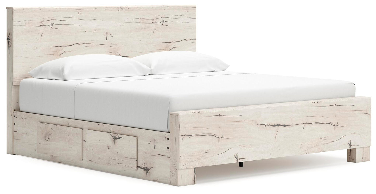 Lawroy King Panel Bed with Storage, Dresser and Mirror