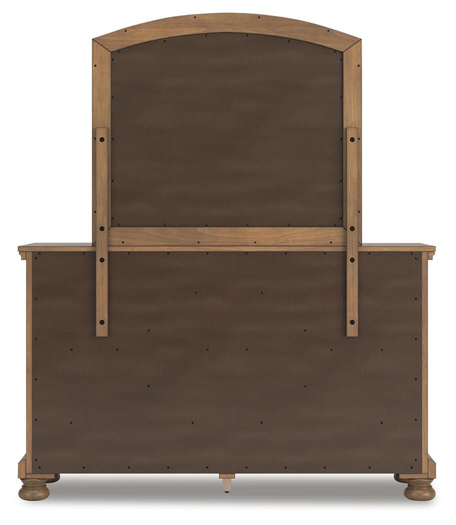 Feddinger California King Storage Sleigh Bed with Mirrored Dresser and Nightstand