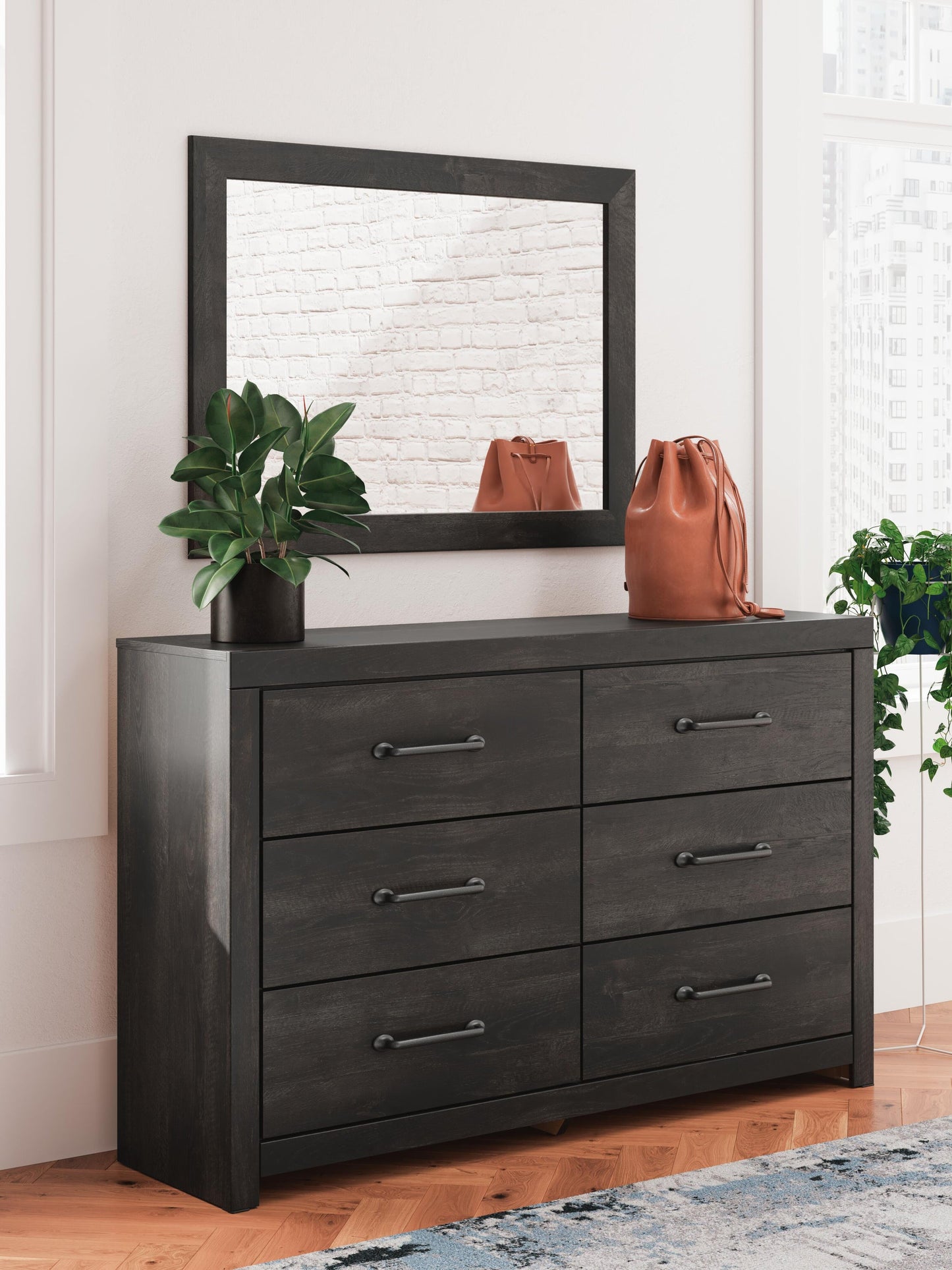 Hollivern Full Panel Bed, Dresser, Mirror, Chest and Nightstand