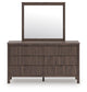 Pamytta Queen Upholstered Panel Platform Bed, Dresser, Mirror, Chest and Nightstand