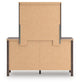 Pamytta Queen Upholstered Panel Platform Bed, Dresser and Mirror