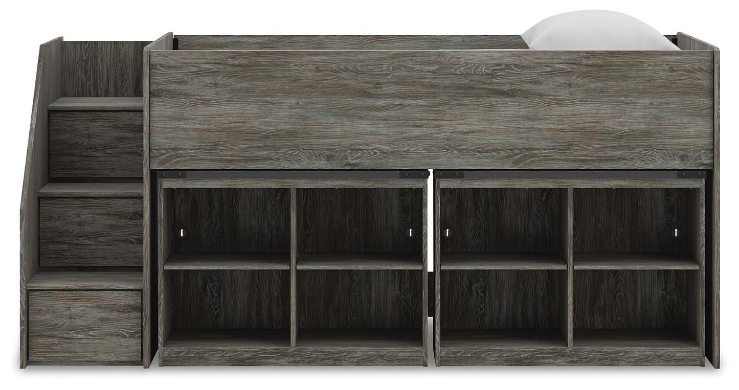 Frandern Twin Loft Bed with Bookcase Storage