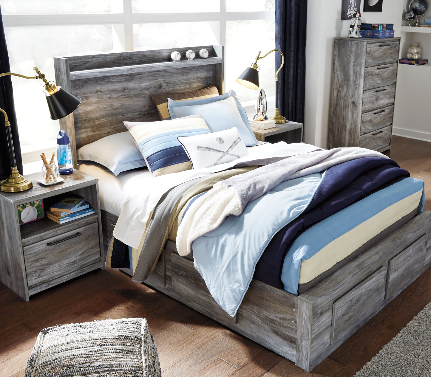 Baystorm  Panel Bed With 2 Storage Drawers