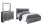 Lodanna  Panel Bed With 2 Storage Drawers With Mirrored Dresser